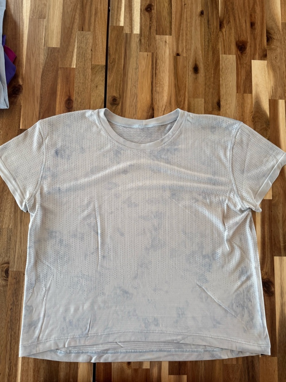 lululemon athletica Light Blue Perforated Crew Tee (Hip Length)